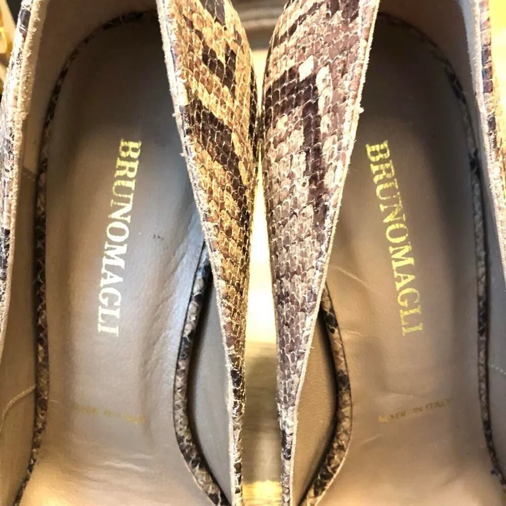 BRUNO MAGLI Vint Y2K Couture Genuine Python Stiletto Pump Peep-toe Roccio 8.5
